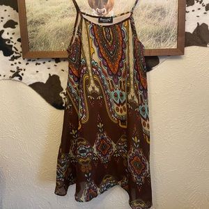 Boho Brown Printed Dress